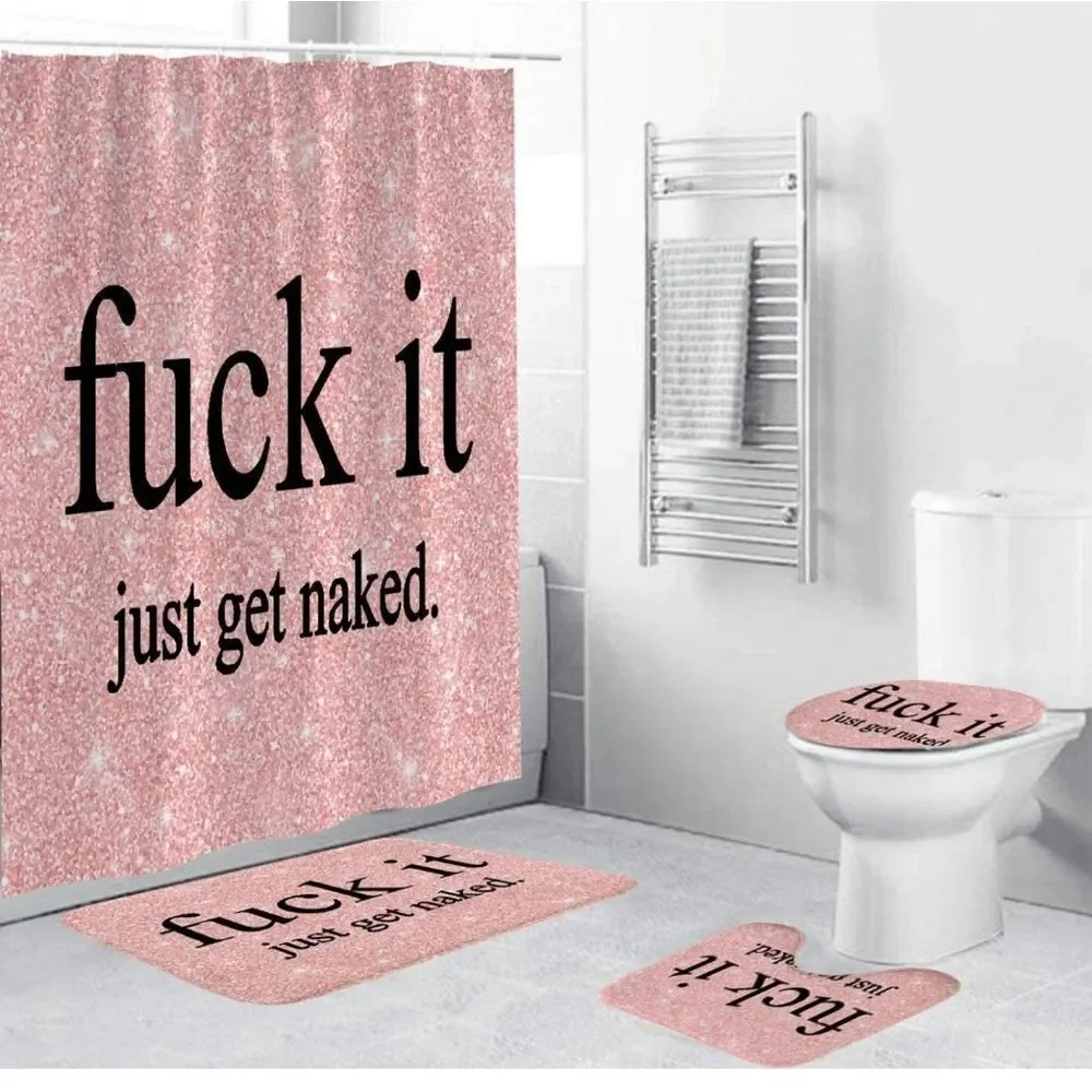🆕️SHOWER CURTAIN & TOILET SEAT COVER 2 PIECE SET Nwot Pink Bathroom